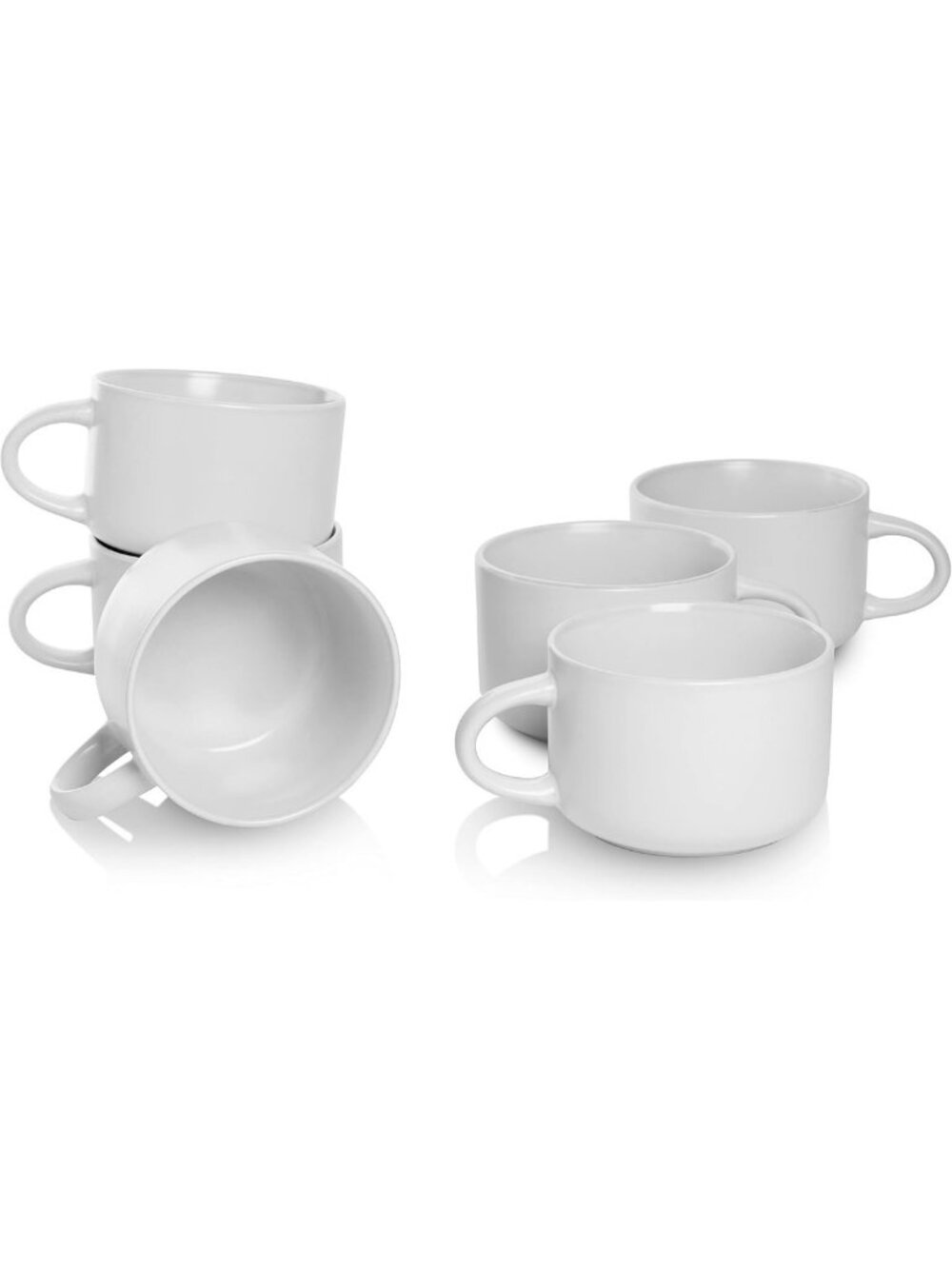Oversized Matte White Mug Set of 6 - 22 oz, Perfect for Coffee & Tea Lovers